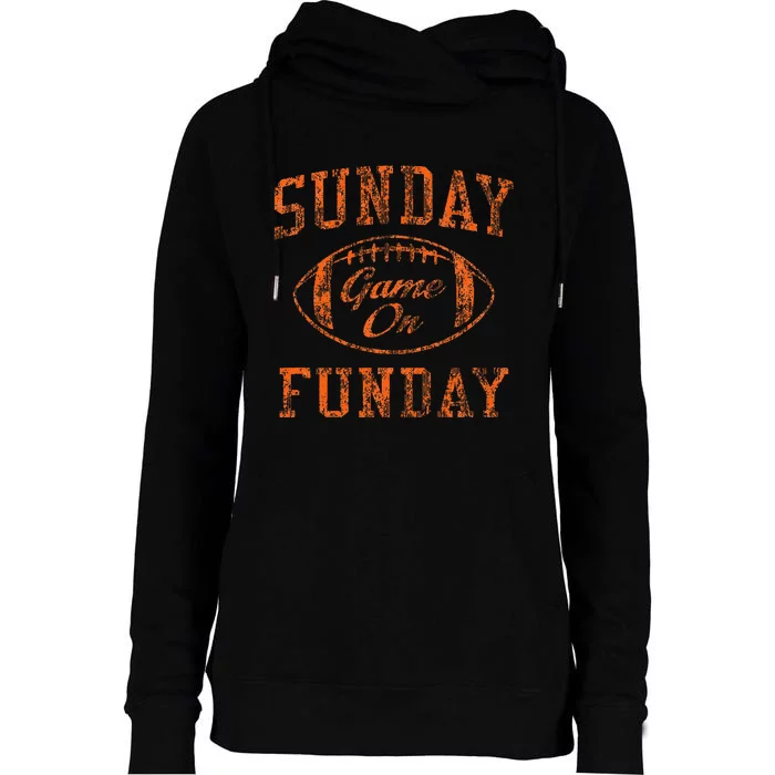 Vintage Sunday Funday Cleveland Football Retro Womens Funnel Neck Pullover Hood