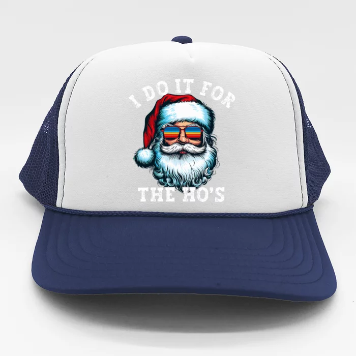 Vintage Santa Face I Do It For The HoS Santa Christmas Trucker Hat