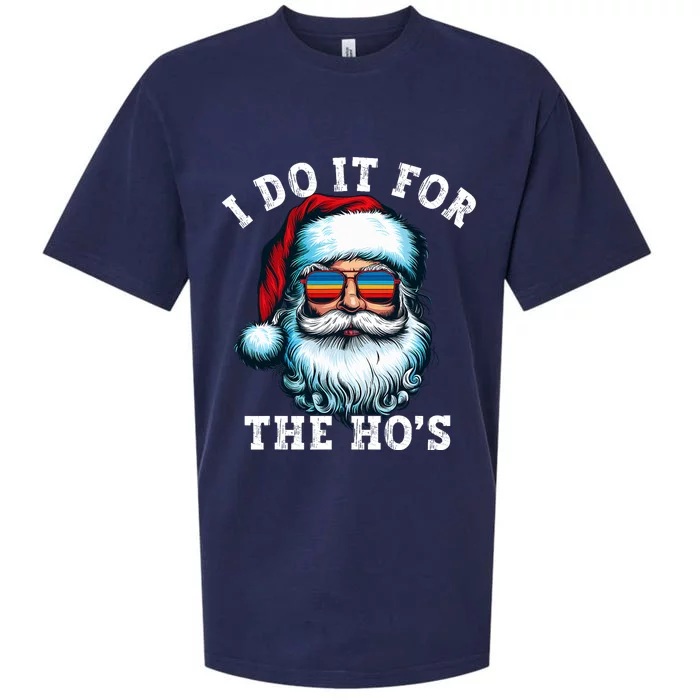 Vintage Santa Face I Do It For The HoS Santa Christmas Sueded Cloud Jersey T-Shirt