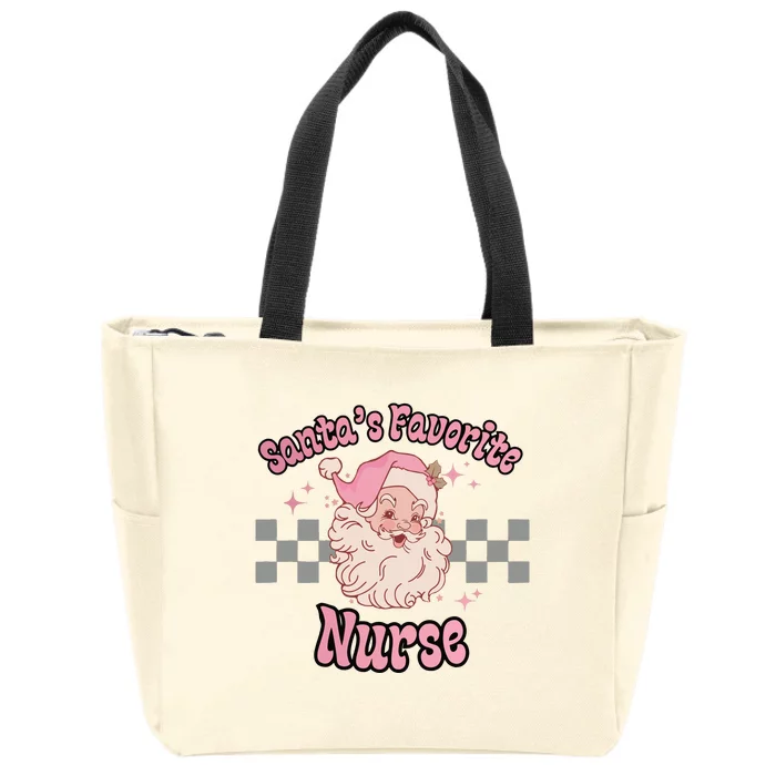 Vintage Santas Favorite Nurse Pastel Pink Christmas Nurse Zip Tote Bag