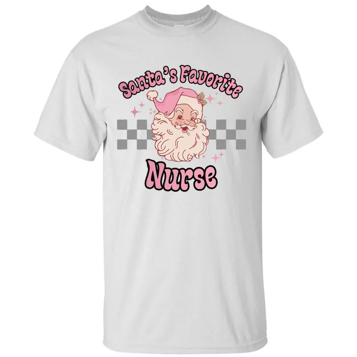 Vintage Santas Favorite Nurse Pastel Pink Christmas Nurse Tall T-Shirt