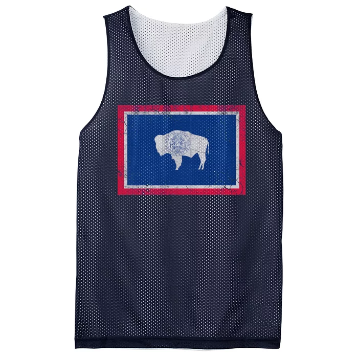 Vintage State Flag Of Wyoming Mesh Reversible Basketball Jersey Tank