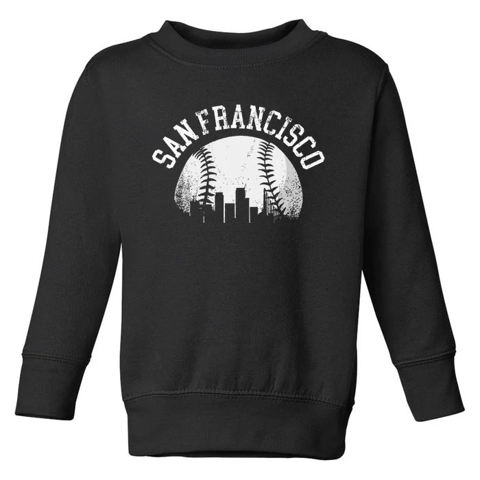 Vintage San Francisco Baseball Skyline Retro California SF Toddler Sweatshirt