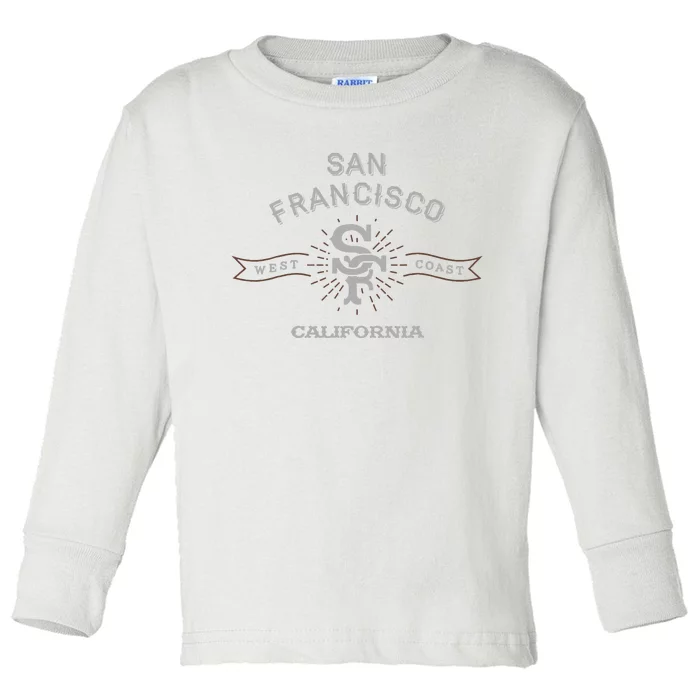 Vintage San Francisco Sf California West Cost Logo Toddler Long Sleeve Shirt