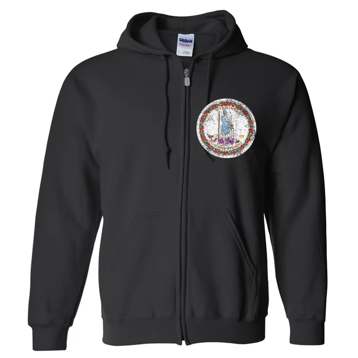 VIRGINIA STATE FLAG SEAL RICHMOND NORFOLK Full Zip Hoodie