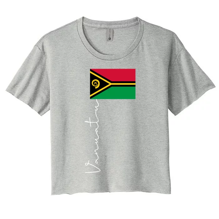 Vanuatu Signature Flag Pole Patriotic Gift Women's Crop Top Tee