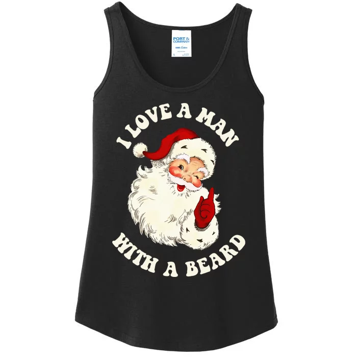 Vintage Santa Fun Retro I Love A Man With A Beard Christmas Ladies Essential Tank