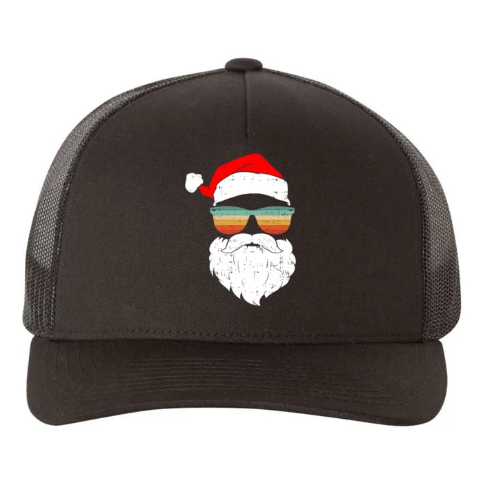 Vintage Santa Face Christmas Sunglasses Yupoong Adult 5-Panel Trucker Hat