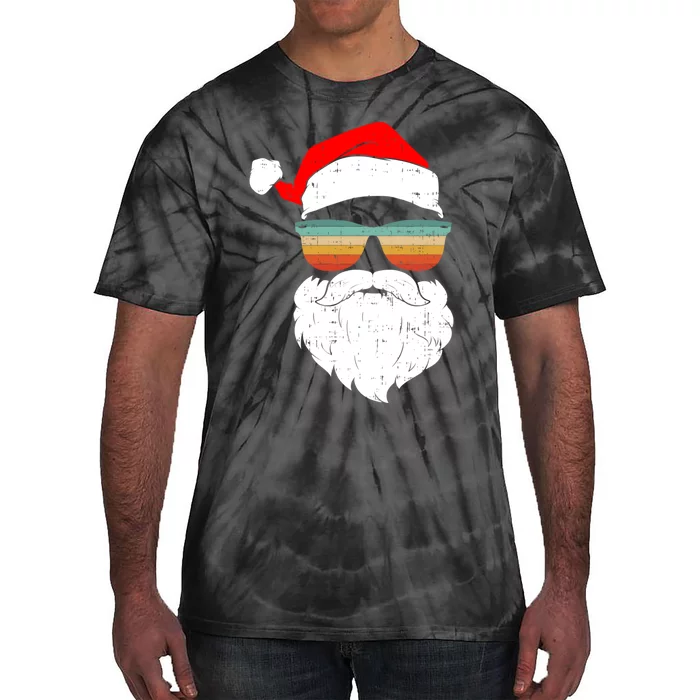 Vintage Santa Face Christmas Sunglasses Tie-Dye T-Shirt