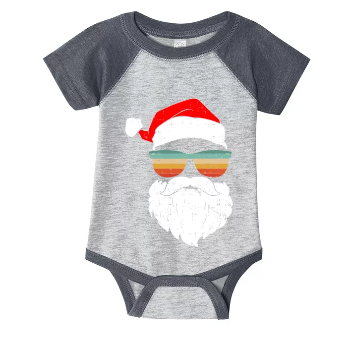 Vintage Santa Face Christmas Sunglasses Infant Baby Jersey Bodysuit