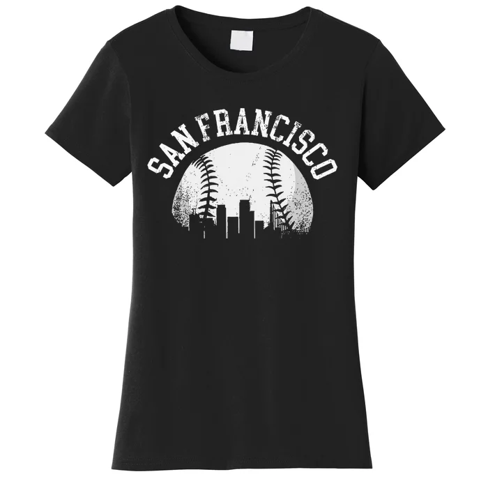 Vintage San Francisco Baseball Skyline Retro California SF Women's T-Shirt