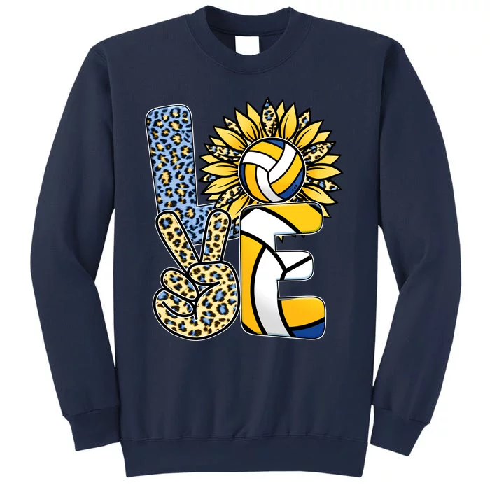 Volleyball Sayings For Shirts, Love Volleyball Leopard Sunflower Sports Ball Sweatshirt