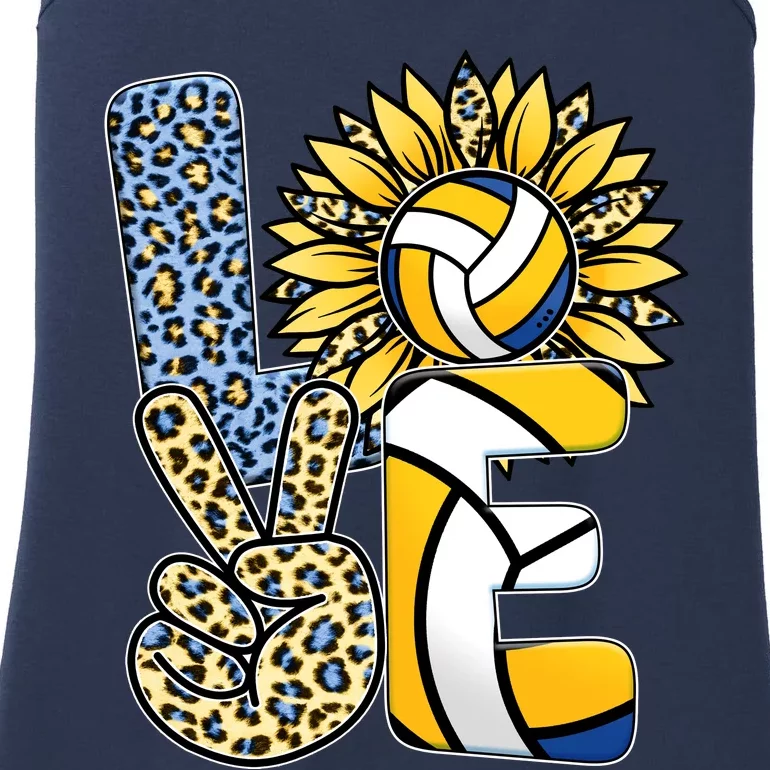 Volleyball Sayings For Shirts, Love Volleyball Leopard Sunflower Sports Ball Ladies Essential Tank