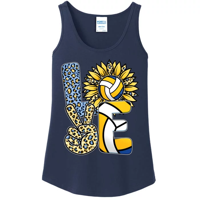 Volleyball Sayings For Shirts, Love Volleyball Leopard Sunflower Sports Ball Ladies Essential Tank