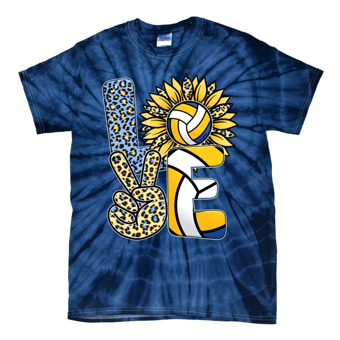 Volleyball Sayings For Shirts, Love Volleyball Leopard Sunflower Sports Ball Tie-Dye T-Shirt