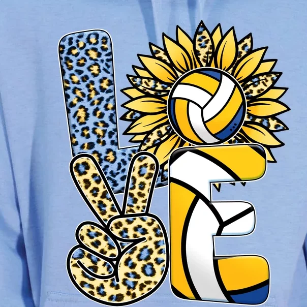 Volleyball Sayings For Shirts, Love Volleyball Leopard Sunflower Sports Ball Unisex Surf Hoodie