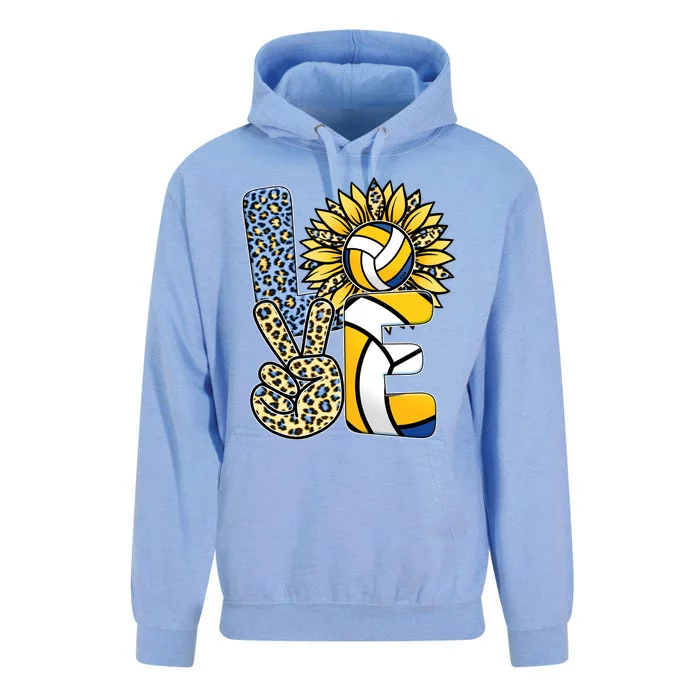 Volleyball Sayings For Shirts, Love Volleyball Leopard Sunflower Sports Ball Unisex Surf Hoodie