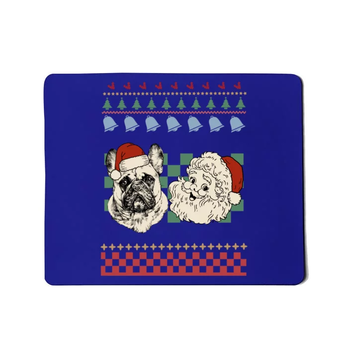 Vintage Santa Frenchie Retro Ugly Christmas Dog Mom Holiday Gift Mousepad