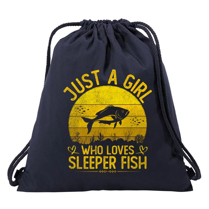 Vintage Sleeper Fish Just A Who Loves Sleeper Fish Gift Drawstring Bag