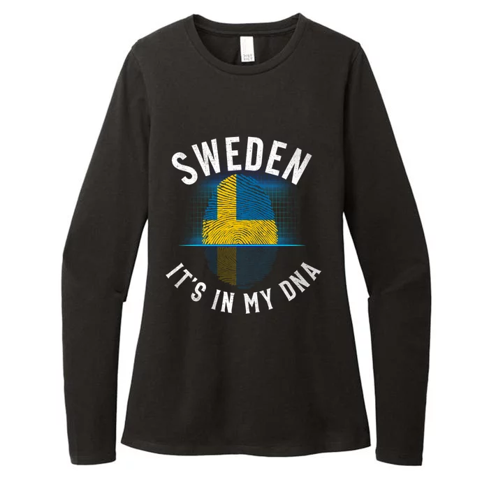 Vintage Sweden Flag It Is In My Dna Swedish Gift Womens CVC Long Sleeve Shirt