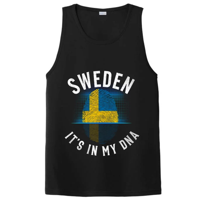 Vintage Sweden Flag It Is In My Dna Swedish Gift Performance Tank