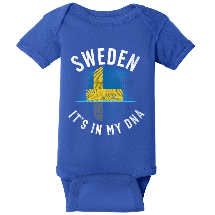 Vintage Sweden Flag It Is In My Dna Swedish Gift Baby Bodysuit