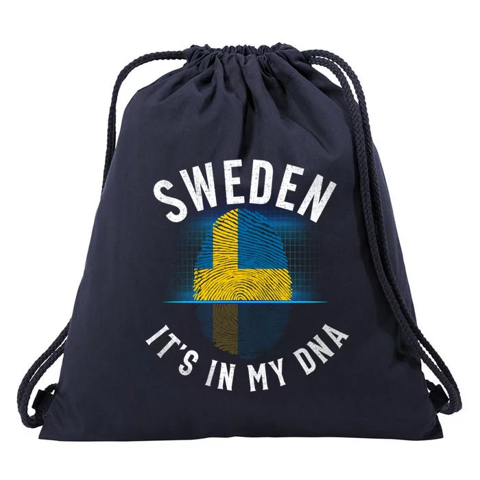 Vintage Sweden Flag It Is In My Dna Swedish Gift Drawstring Bag