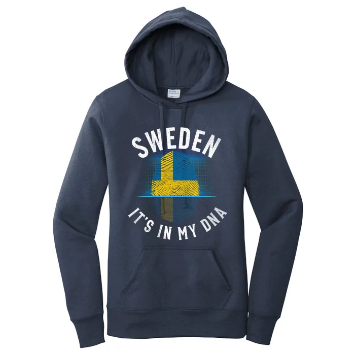 Vintage Sweden Flag It Is In My Dna Swedish Gift Women's Pullover Hoodie