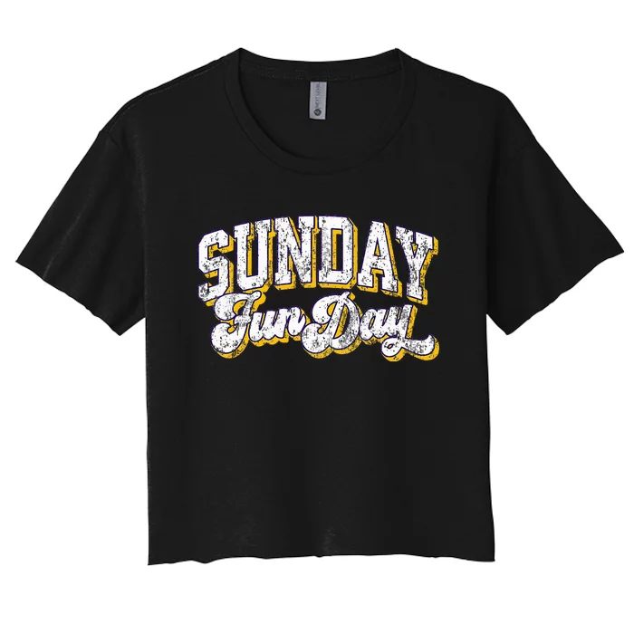 Vintage Sunday Funday Minnesota Football Retro Fun Day Women's Crop Top Tee