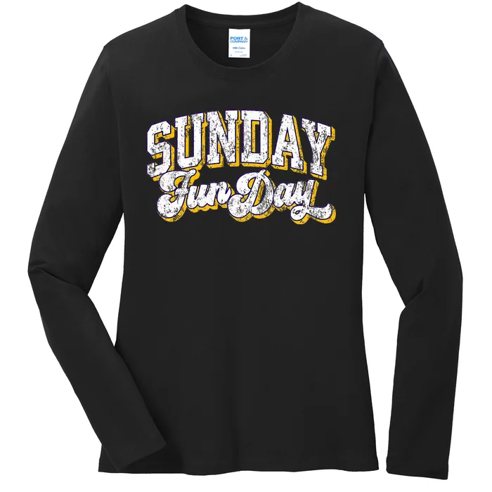 Vintage Sunday Funday Minnesota Football Retro Fun Day Ladies Long Sleeve Shirt