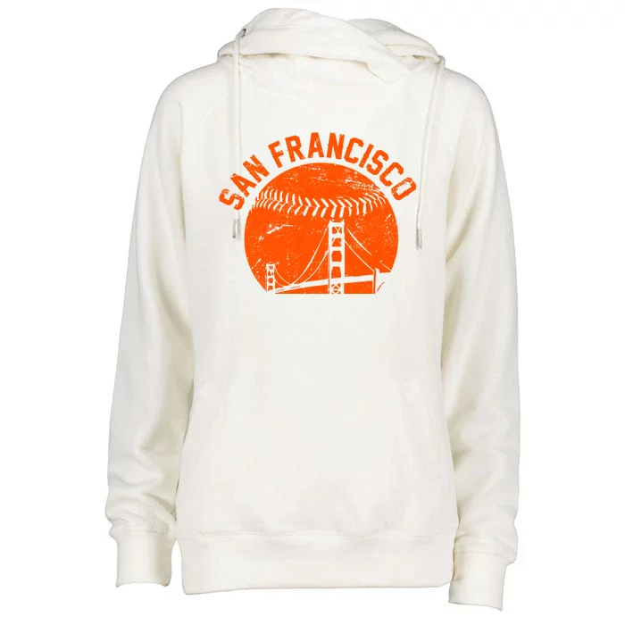 Vintage San Francisco Skyline SF Baseball Womens Funnel Neck Pullover Hood