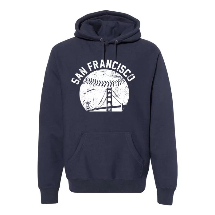 Vintage San Francisco Skyline SF Baseball Premium Hoodie