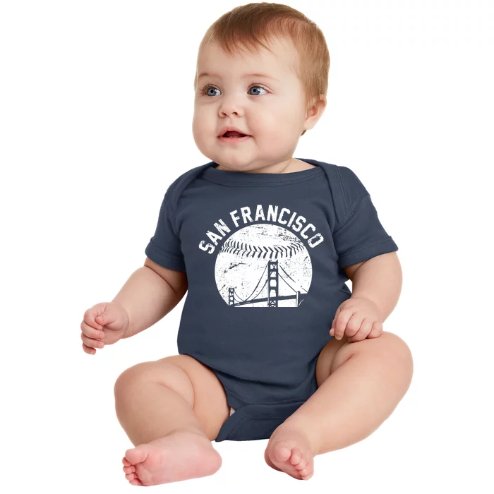 Vintage San Francisco Skyline SF Baseball Baby Bodysuit