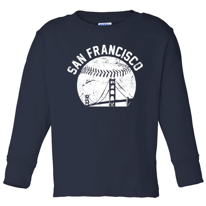 Vintage San Francisco Skyline SF Baseball Toddler Long Sleeve Shirt