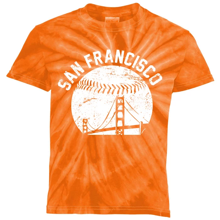 Vintage San Francisco Skyline SF Baseball Kids Tie-Dye T-Shirt