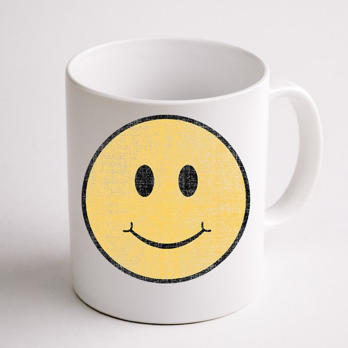 Vintage Smile Face 70s Vibe Yellow Smile Front & Back Coffee Mug