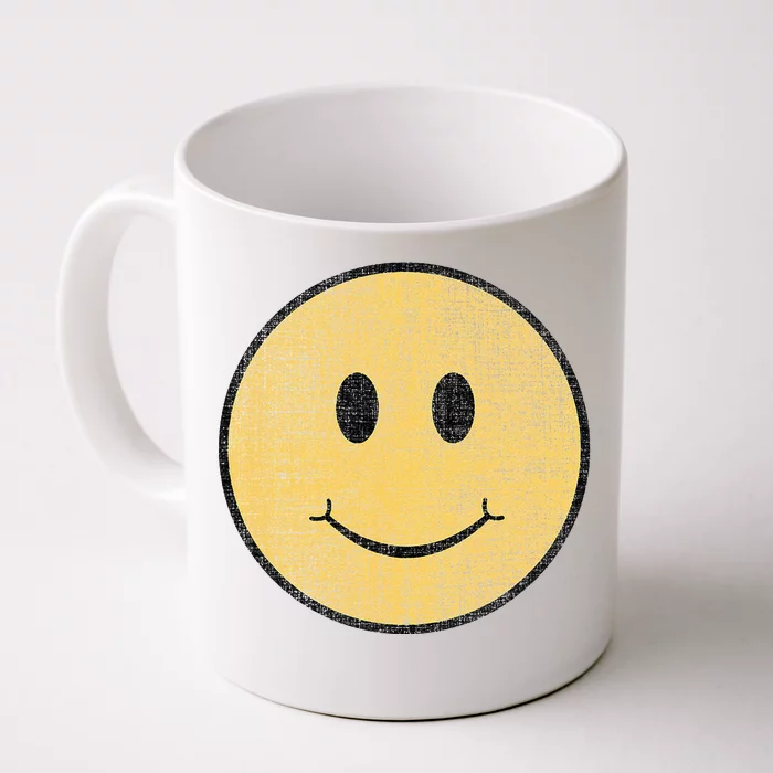 Vintage Smile Face 70s Vibe Yellow Smile Front & Back Coffee Mug