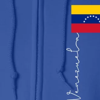 Venezuela Signature Flag Pole Patriotic Gift Full Zip Hoodie