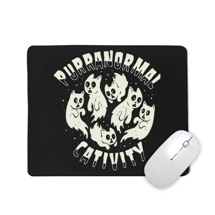 Vintage Spooky Ghost Cat Paranormal Funny Activity Mousepad