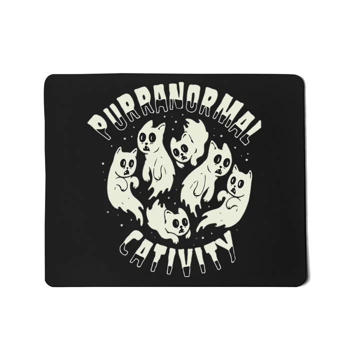 Vintage Spooky Ghost Cat Paranormal Funny Activity Mousepad