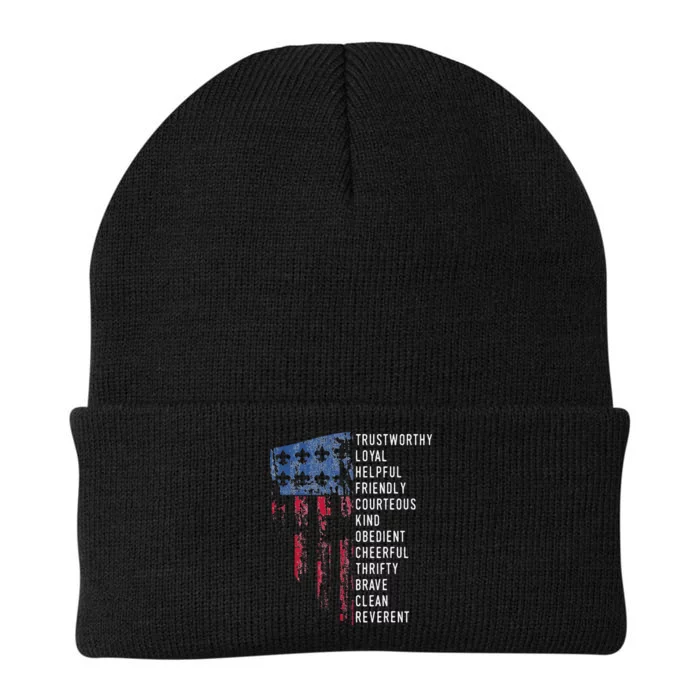 Vintage Scouting Gift US America Flag Scouting Law Knit Cap Winter Beanie