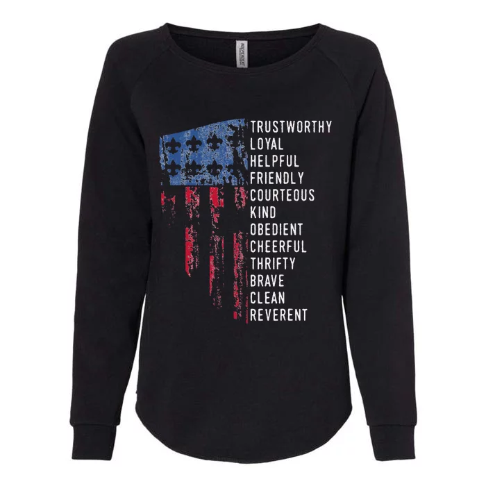 Vintage Scouting Gift US America Flag Scouting Law Womens California Wash Sweatshirt