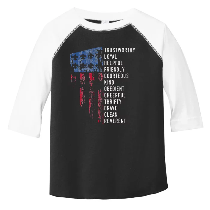 Vintage Scouting Gift US America Flag Scouting Law Toddler Fine Jersey T-Shirt