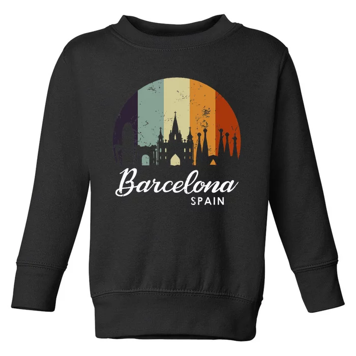 Vintage Spain Gift Spain Gift Barcelona Toddler Sweatshirt