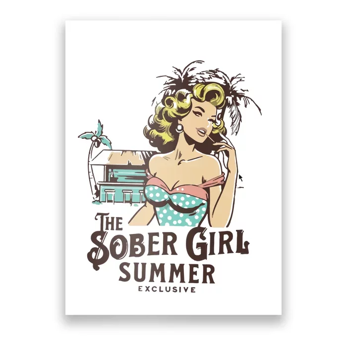 Vintage Sober Girl Summer Poster