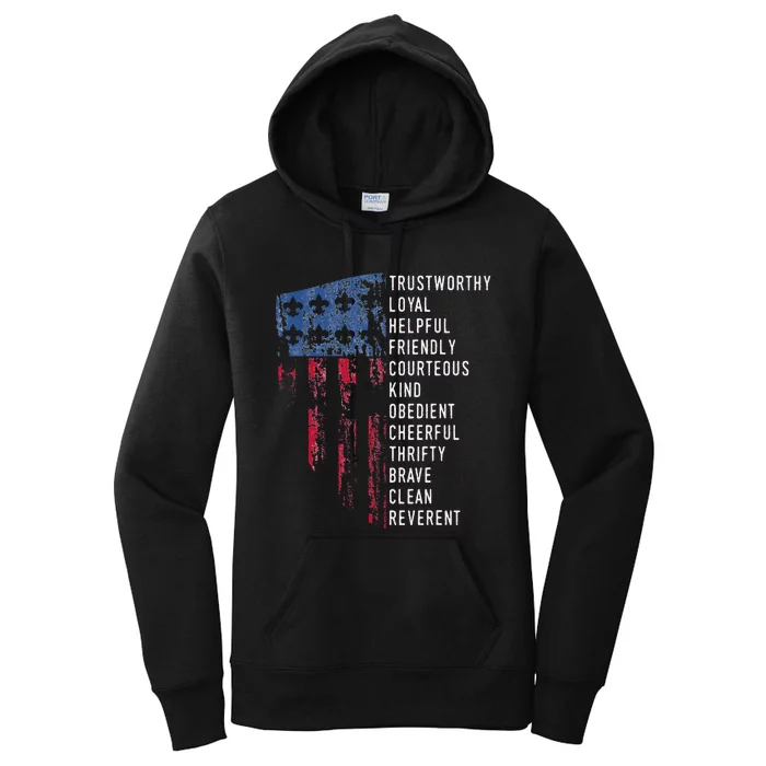 Vintage Scouting Gift Us America Flag Women's Pullover Hoodie