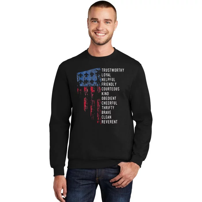 Vintage Scouting Gift Us America Flag Tall Sweatshirt