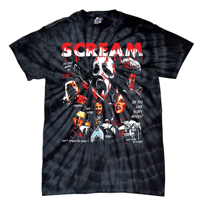 Vintage Scream Ghostface Horror Movie Retro 90s Scream Let Tie-Dye T-Shirt