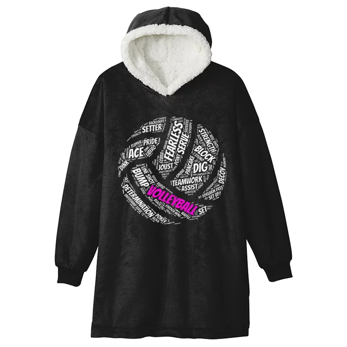 Volleyball Sayings Gift For Teen And Women Hooded Wearable Blanket