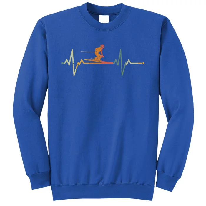 Vintage Skier Gift Heartbeat Skiing Ski Cute Gift Tall Sweatshirt